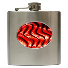 Red Fractal  Mathematics Abstact Hip Flask (6 Oz) by Nexatart