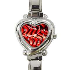 Red Fractal  Mathematics Abstact Heart Italian Charm Watch by Nexatart