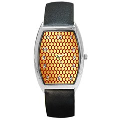 Red And Gold Effect Backing Paper Barrel Style Metal Watch by Nexatart