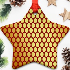 Red And Gold Effect Backing Paper Star Ornament (two Sides) by Nexatart