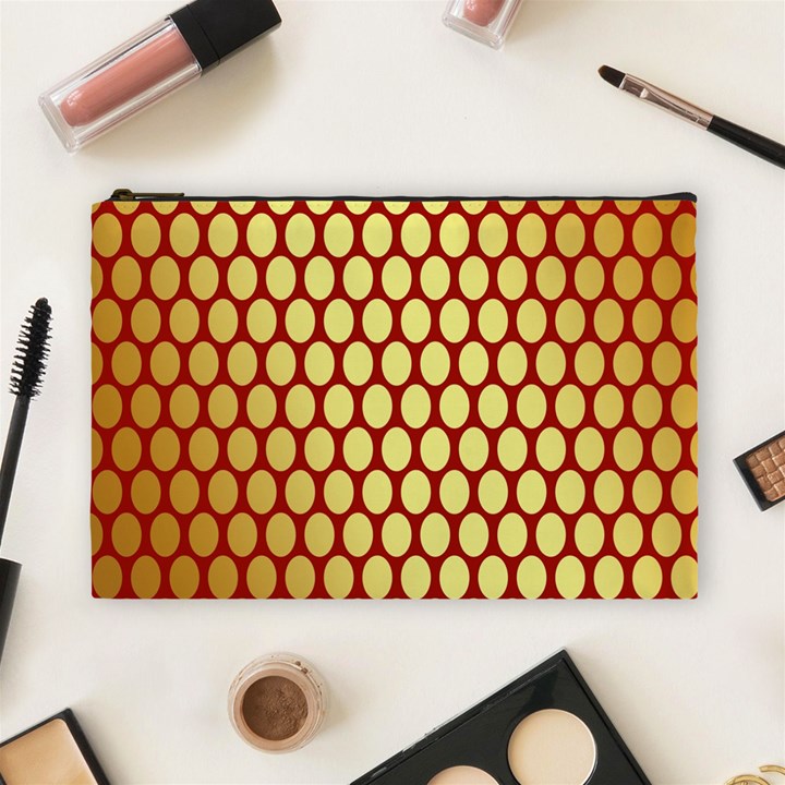 Red And Gold Effect Backing Paper Cosmetic Bag (Large) 