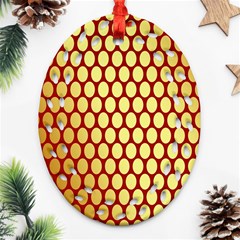 Red And Gold Effect Backing Paper Ornament (oval Filigree) by Nexatart