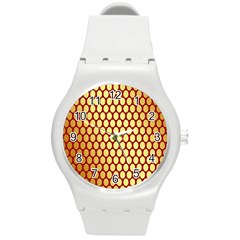 Red And Gold Effect Backing Paper Round Plastic Sport Watch (m) by Nexatart