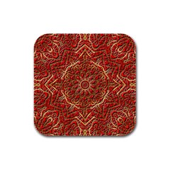 Red Tile Background Image Pattern Rubber Square Coaster (4 Pack)  by Nexatart