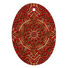 Red Tile Background Image Pattern Oval Ornament (two Sides) by Nexatart