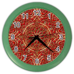 Red Tile Background Image Pattern Color Wall Clocks by Nexatart