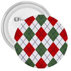 Red Green White Argyle Navy 3  Buttons by Nexatart