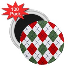 Red Green White Argyle Navy 2 25  Magnets (100 Pack)  by Nexatart