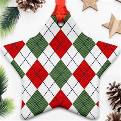 Red Green White Argyle Navy Star Ornament (two Sides) by Nexatart