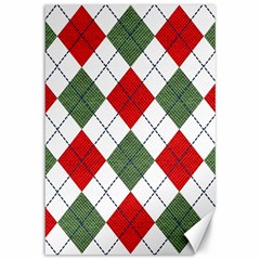 Red Green White Argyle Navy Canvas 12  X 18   by Nexatart