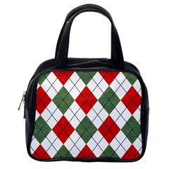 Red Green White Argyle Navy Classic Handbags (one Side) by Nexatart