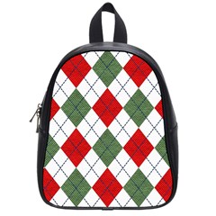 Red Green White Argyle Navy School Bags (small)  by Nexatart