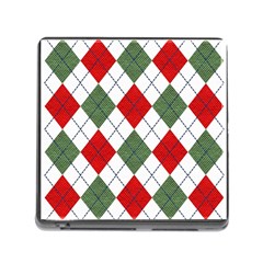 Red Green White Argyle Navy Memory Card Reader (square) by Nexatart