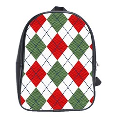 Red Green White Argyle Navy School Bags (xl)  by Nexatart