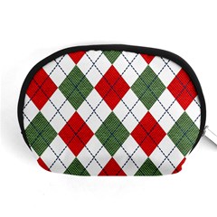 Red Green White Argyle Navy Accessory Pouches (medium)  by Nexatart