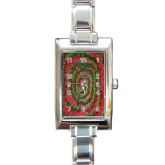 Red Green Swirl Twirl Colorful Rectangle Italian Charm Watch by Nexatart