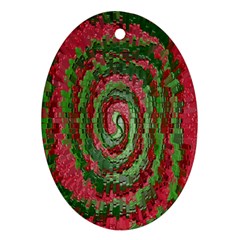 Red Green Swirl Twirl Colorful Ornament (Oval)