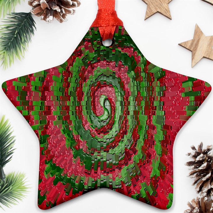 Red Green Swirl Twirl Colorful Ornament (Star)