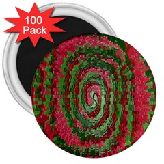 Red Green Swirl Twirl Colorful 3  Magnets (100 pack)