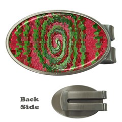 Red Green Swirl Twirl Colorful Money Clips (Oval) 