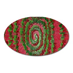 Red Green Swirl Twirl Colorful Oval Magnet by Nexatart