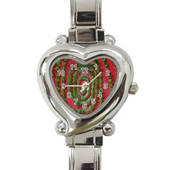 Red Green Swirl Twirl Colorful Heart Italian Charm Watch by Nexatart