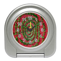 Red Green Swirl Twirl Colorful Travel Alarm Clocks by Nexatart