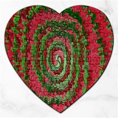 Red Green Swirl Twirl Colorful Jigsaw Puzzle (Heart)