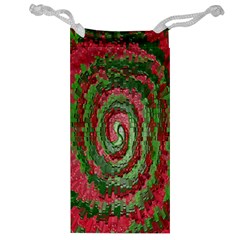 Red Green Swirl Twirl Colorful Jewelry Bag by Nexatart