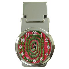 Red Green Swirl Twirl Colorful Money Clip Watches by Nexatart