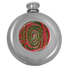 Red Green Swirl Twirl Colorful Round Hip Flask (5 oz)