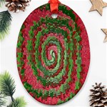 Red Green Swirl Twirl Colorful Oval Ornament (Two Sides) Front