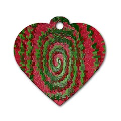 Red Green Swirl Twirl Colorful Dog Tag Heart (one Side) by Nexatart