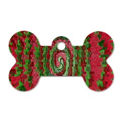 Red Green Swirl Twirl Colorful Dog Tag Bone (One Side)