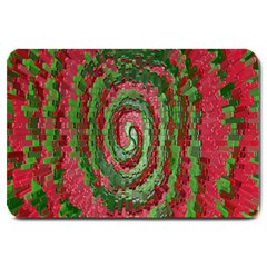 Red Green Swirl Twirl Colorful Large Doormat  by Nexatart