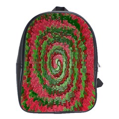 Red Green Swirl Twirl Colorful School Bags(Large) 