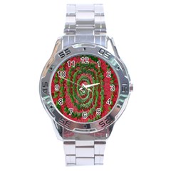 Red Green Swirl Twirl Colorful Stainless Steel Analogue Watch by Nexatart