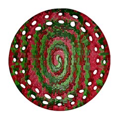 Red Green Swirl Twirl Colorful Round Filigree Ornament (two Sides) by Nexatart