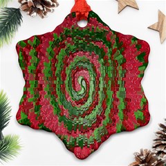 Red Green Swirl Twirl Colorful Snowflake Ornament (two Sides) by Nexatart