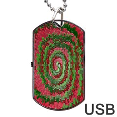 Red Green Swirl Twirl Colorful Dog Tag Usb Flash (two Sides) by Nexatart