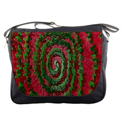 Red Green Swirl Twirl Colorful Messenger Bags by Nexatart