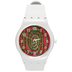 Red Green Swirl Twirl Colorful Round Plastic Sport Watch (m) by Nexatart