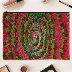 Red Green Swirl Twirl Colorful Cosmetic Bag (XXXL) 