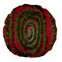 Red Green Swirl Twirl Colorful Large 18  Premium Round Cushions