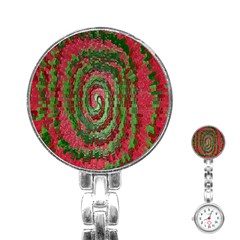 Red Green Swirl Twirl Colorful Stainless Steel Nurses Watch by Nexatart