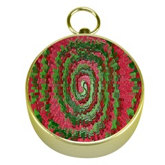 Red Green Swirl Twirl Colorful Gold Compasses