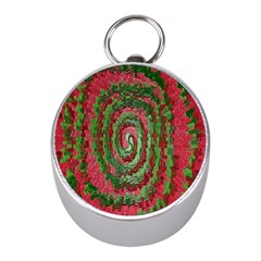 Red Green Swirl Twirl Colorful Mini Silver Compasses