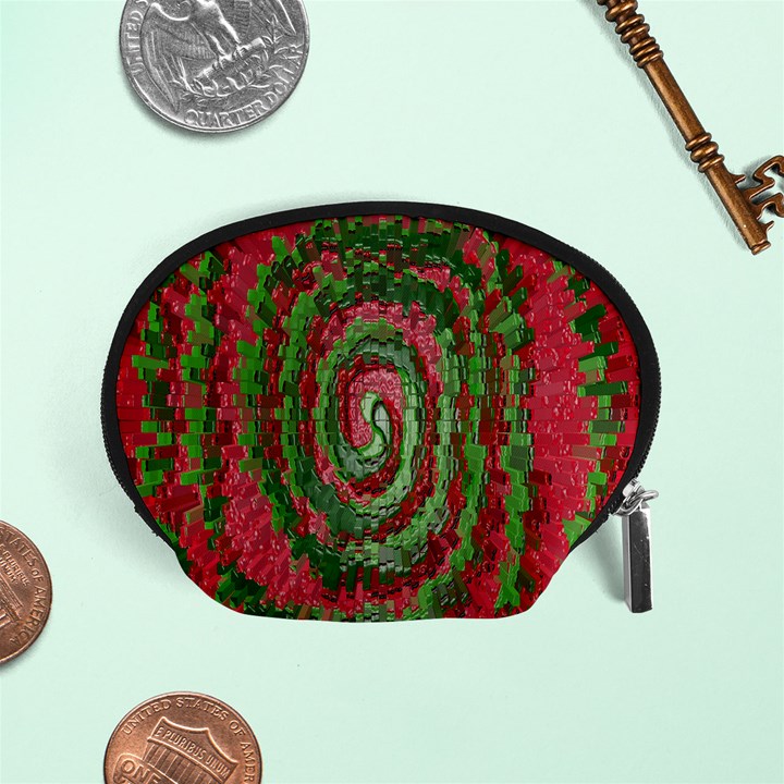 Red Green Swirl Twirl Colorful Accessory Pouches (Small) 