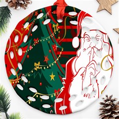 Santa Clause Xmas Ornament (round Filigree) by Nexatart