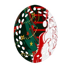 Santa Clause Xmas Oval Filigree Ornament (two Sides) by Nexatart